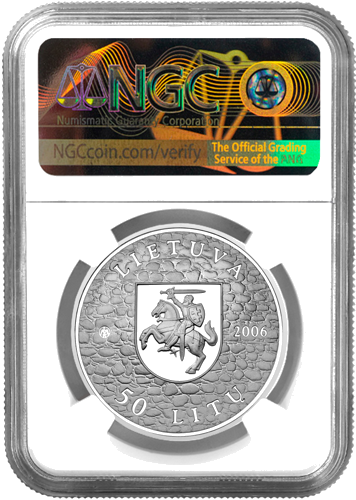 2006 г. Замъкът Медининкай Литва Сребърна монета от 50 литаса PF 70 ULTRA CAMEO (2)