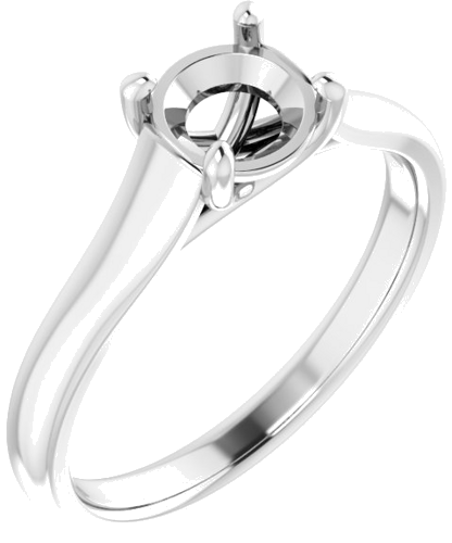 14K White 6 mm Round Solitaire Engagement Ring Mounting (1)