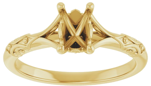 Sužadėtuvių Žiedas „Solitaire Sculptural“ 14k yellow gold Emerald 6mm x 4mm (3)