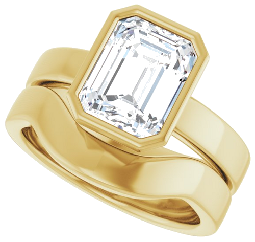 Sužadėtuvių Žiedas „Bezel-Set Solitaire“ 10k yellow gold Emerald 9mm x 7mm (10)