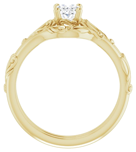 Sužadėtuvių Žiedas „Solitaire Scroll“ 585 Geltonojo Aukso Oval 7mm x 5mm (7)