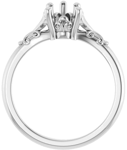 14K White 8x6 mm Pear Solitaire Engagement Ring Mounting (2)