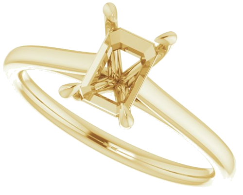 14K Yellow  7x5 mm Emerald Solitaire Engagement Ring Mounting (5)