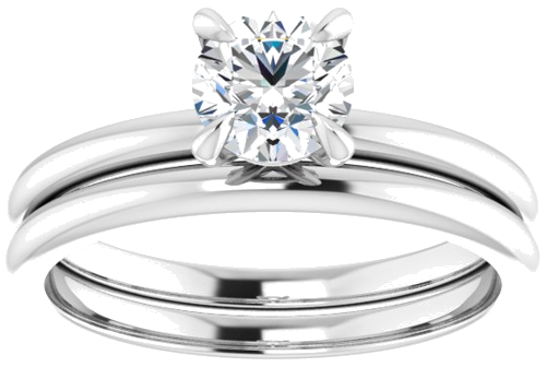 Sužadėtuvių Žiedas „Solitaire“ 585 Baltojo Aukso Round 5.5mm (8)
