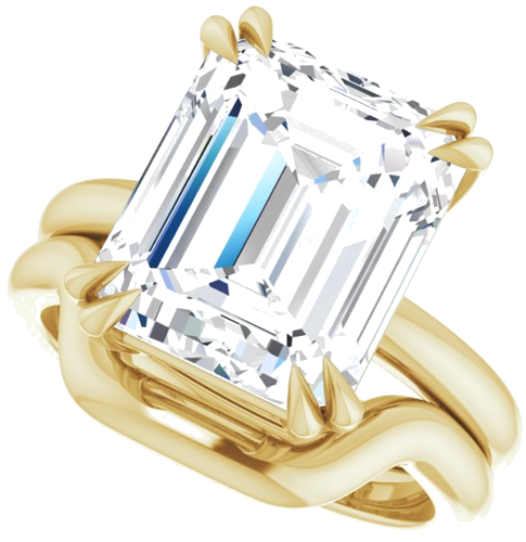 Sužadėtuvių Žiedas „Double Claw-Prong Solitaire“ 14k yellow gold Emerald 12mm x 10mm (10)