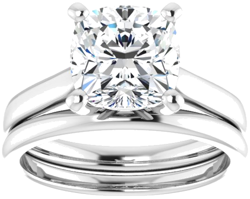 14K White 8 mm Cushion Engagement Ring Mounting (8)