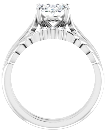 Sužadėtuvių Žiedas „Solitaire Leaf“ 14k white gold Oval 9mm x 7mm (7)