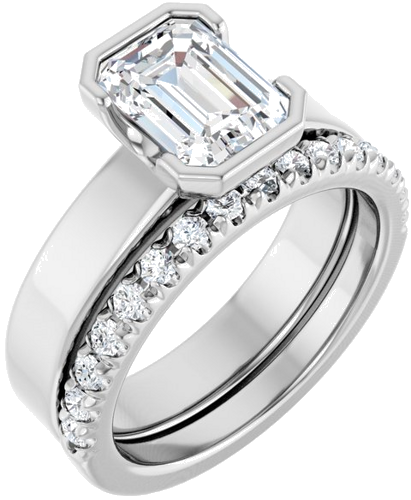 Sužadėtuvių Žiedas „Half-Bezel Solitaire“ 14k white gold Emerald 8mm x 6mm (6)