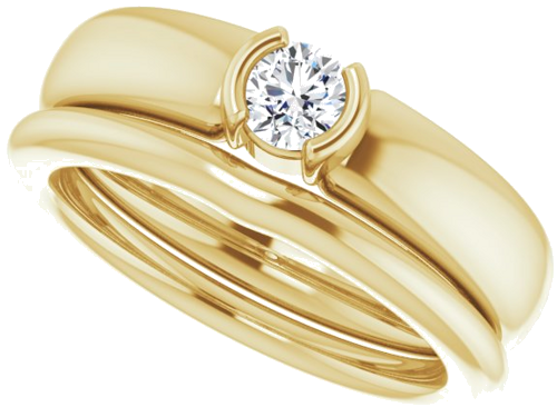 Sužadėtuvių Žiedas „Half-Bezel Solitaire“ 14k yellow gold Round 4.1mm (10)