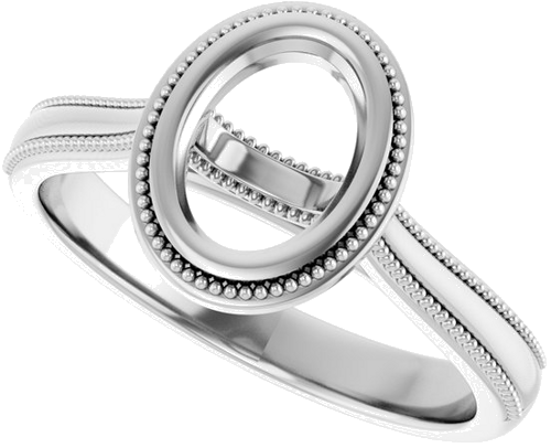 Sužadėtuvių Žiedas „Bezel-Set Solitaire“ 14k white gold Oval 7.5mm x 5.5mm (5)