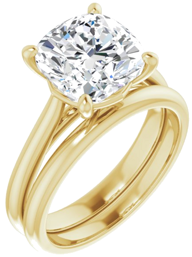 14K Yellow 9 mm Cushion Solitaire Engagement Ring Mounting (6)