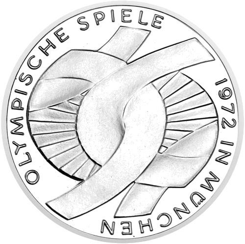 1972 Miuncheno olimpinės žaidynės Vokietija 10 markių sidabrinė moneta (1)