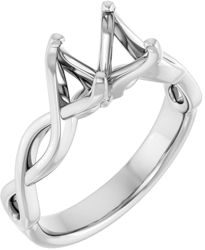 Sužadėtuvių Žiedas „Solitaire Rope“ 14k white gold Square 5.5mm (1)