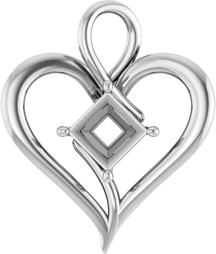 Pakabukas „Heart“ 14k white gold Square 6.5mm (1)