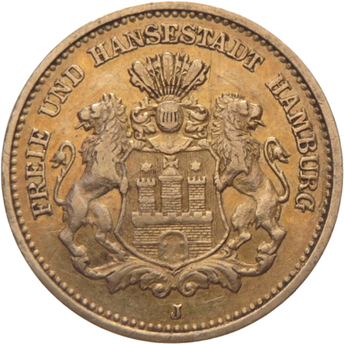5 markės Vokietija 1877 m. Hamburgo kalykla (J) (2)