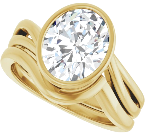 Sužadėtuvių Žiedas „Bezel-Set“ 14k yellow gold Oval 10mm x 8mm (10)