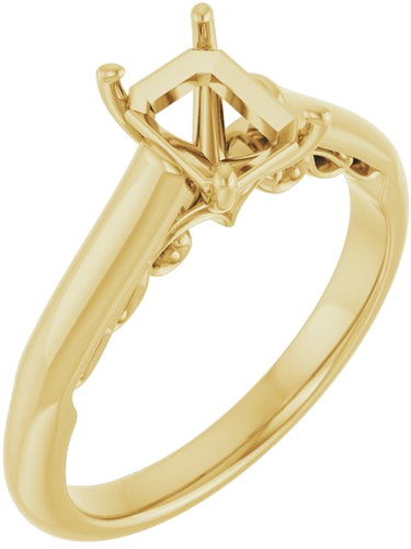 Sužadėtuvių Žiedas „Sculptural“ 14k yellow gold Emerald 7mm x 5mm (1)