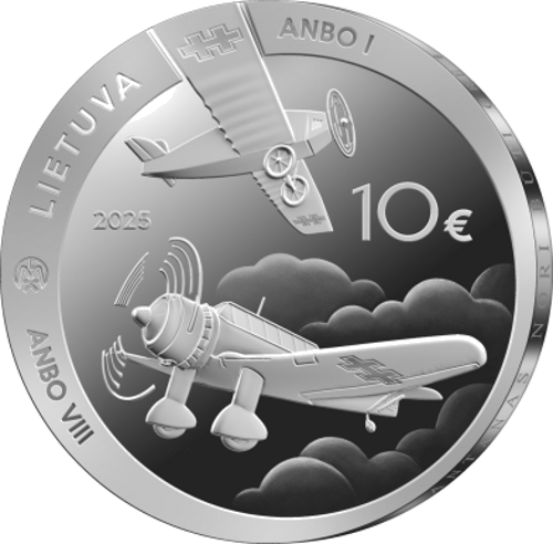 2025 Lietuva 10 eurų ANBO lėktuvams - 100 m. sidabrinė moneta (2)