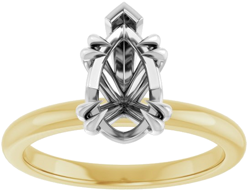 Sužadėtuvių Žiedas „Double Claw-Prong“ 14k yellow/white gold Pear 10mm x 6mm (3)