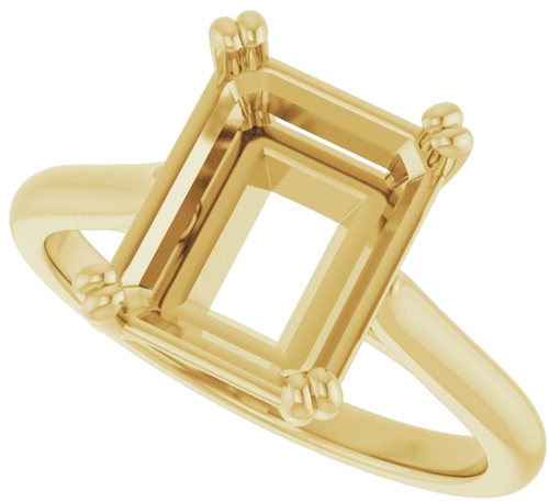 Sužadėtuvių Žiedas „Double Claw-Prong Solitaire“ 10k yellow gold Emerald 10mm x 8mm (5)