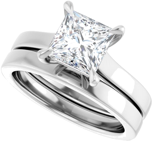 Sužadėtuvių Žiedas „Claw-Prong“ 14k white gold Square 6.5mm (10)