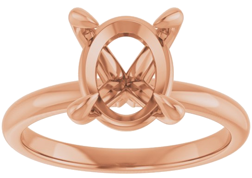 14K Rose  10x8 mm Oval Solitaire Engagement Ring Mounting (3)