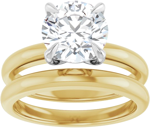 14K Yellow White 8.2 mm Round Solitaire Engagement Ring Mounting (8)