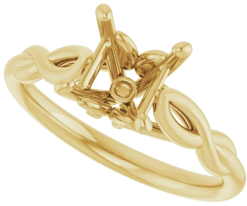 14K Yellow  5.5 mm Square Solitaire Engagement Ring Mounting (5)