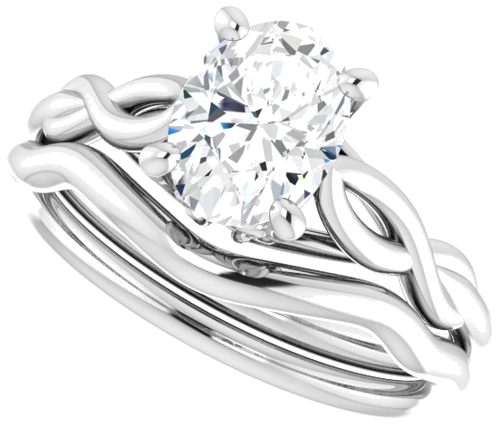 Sužadėtuvių Žiedas „Solitaire Sculptural“ 10k white gold Oval 8mm x 6mm (10)