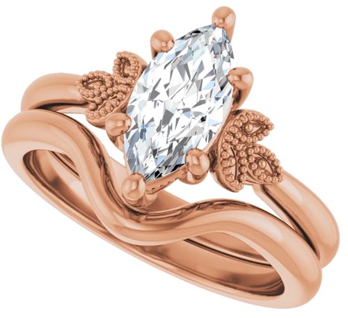 Sužadėtuvių Žiedas „Solitaire“ 417 Rožinis Aukso Marquise 10mm x 5mm (10)