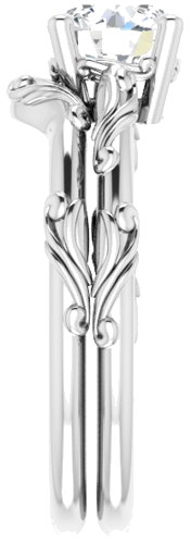 Sužadėtuvių Žiedas „Solitaire Scroll“ 585 Baltojo Aukso Round 6.5mm (9)