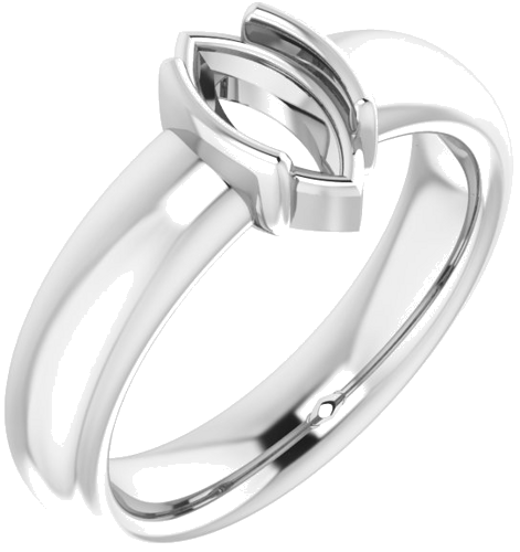 14K White 9 x 4.5 mm Marquise Half Bezel Solitaire Engagement Ring Mounting (1)