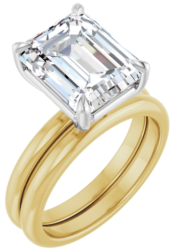 Sužadėtuvių Žiedas 585 Baltojo Ir Geltonojo Aukso Emerald 11mm x 9mm (6)