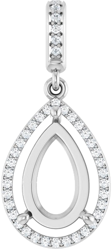 Pakabukas „Accented Halo-Style“ 14k white gold Pear 12mm x 8mm (1)