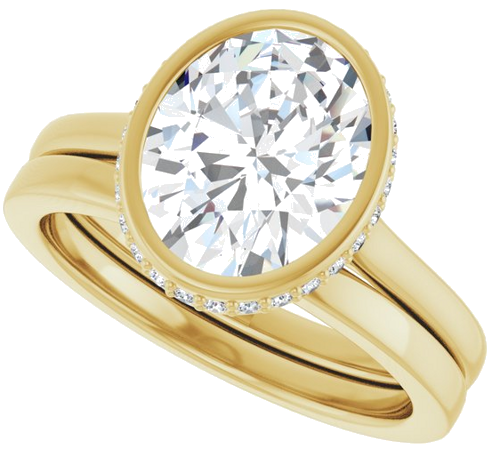 Sužadėtuvių Žiedas „Hidden Halo-Style“ 14k yellow gold Oval 10mm x 8mm (10)