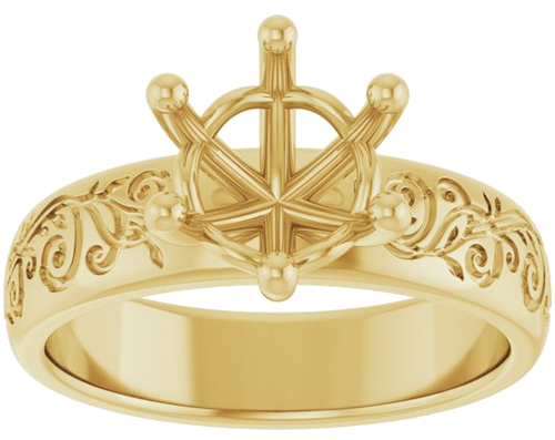 14K Yellow 8 mm Round Solitaire Engagement Ring Mounting (3)