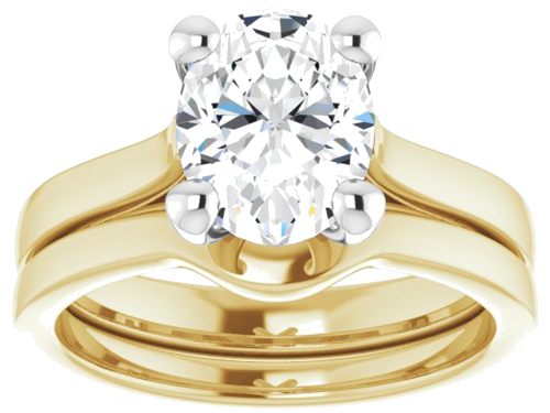 Sužadėtuvių Žiedas 10k yellow/white gold Oval 9mm x 7mm (8)