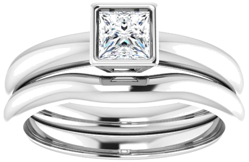 Sužadėtuvių Žiedas „Bezel-Set Solitaire“ 14k white gold Square 4mm (8)