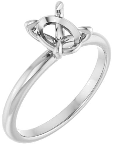 14K White  8x6 mm Oval Solitaire Engagement Ring Mounting (1)