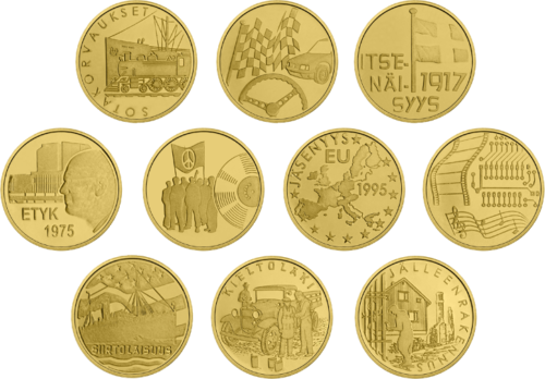 1.3 g Gold Round plate Suomi Finland .916 Finland (3)