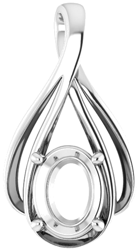 14K White  9x7 mm Oval Pendant Mounting (1)