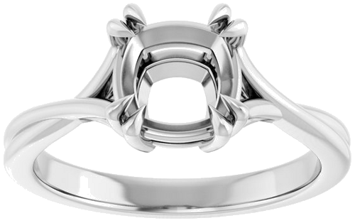 Sužadėtuvių Žiedas „Double Claw-Prong Solitaire Criss-Cross“ 14k white gold Cushion 7mm (3)