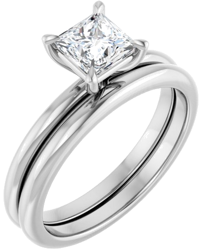 Sužadėtuvių Žiedas „Claw-Prong“ 10k white gold Square 5mm (6)