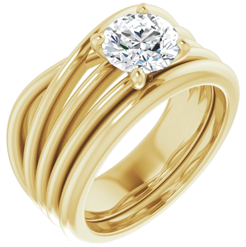 Sužadėtuvių Žiedas „Solitaire Asymmetric“ 14k yellow gold Round 6.5mm (6)