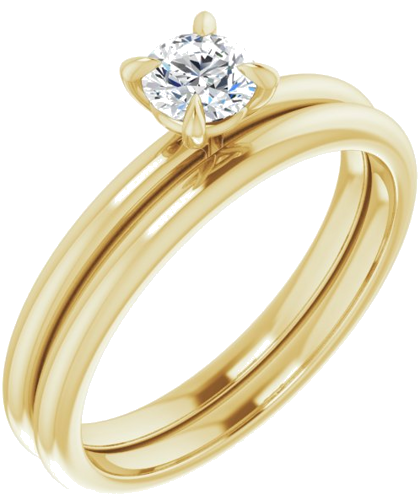 14K Yellow  4.4 mm Round Solitaire Engagement Ring Mounting (6)