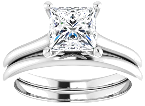 14K White 6 mm Square Solitaire Engagement Ring Mounting (8)