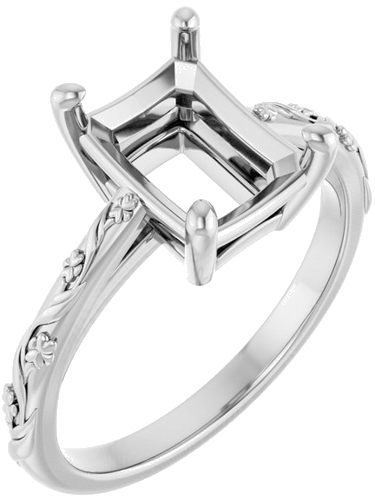 Sužadėtuvių Žiedas „Solitaire“ 14k white gold Emerald 9mm x 7mm (1)