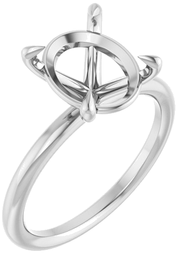 Sužadėtuvių Žiedas „Claw-Prong Solitaire“ 14k white gold Oval 11mm x 9mm (1)