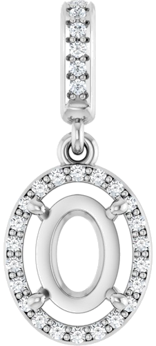 Pakabukas „Accented Halo-Style“ 14k white gold Oval 8mm x 6mm (1)