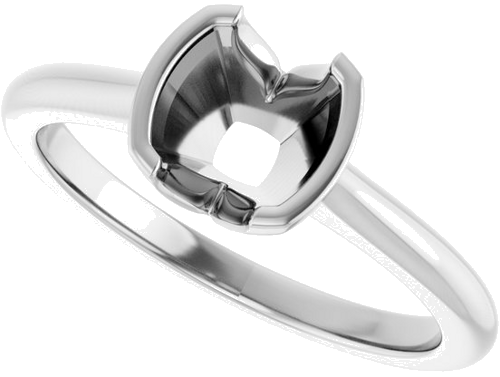 Sužadėtuvių Žiedas „Half-Bezel Solitaire“ 14k white gold Cushion 6mm (5)